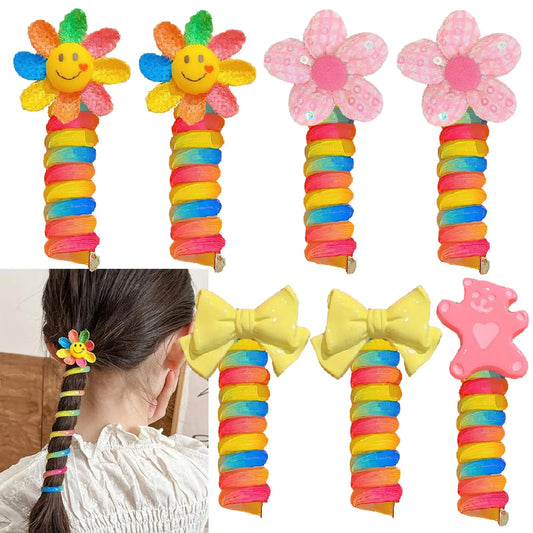 7Pcs Colorful Telephone Wire Hair Bands for Girls